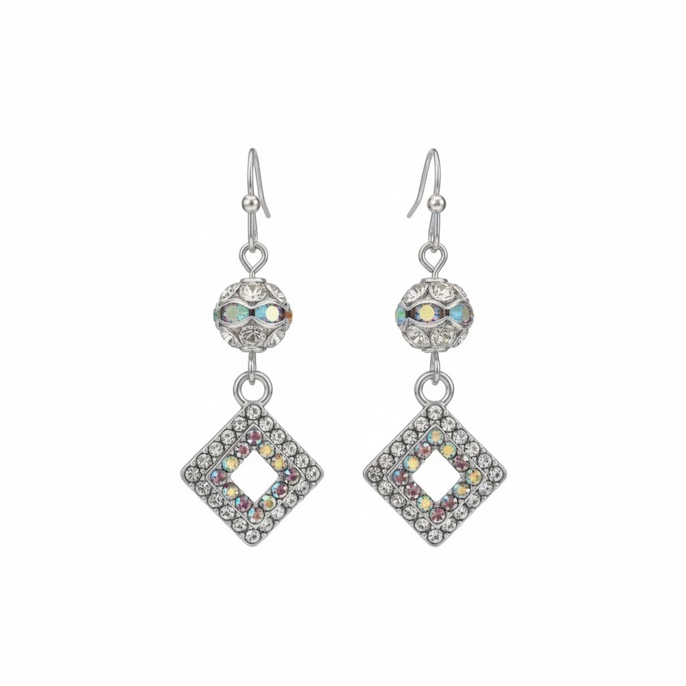 Chic Silver and Crystal Dangle Earrings